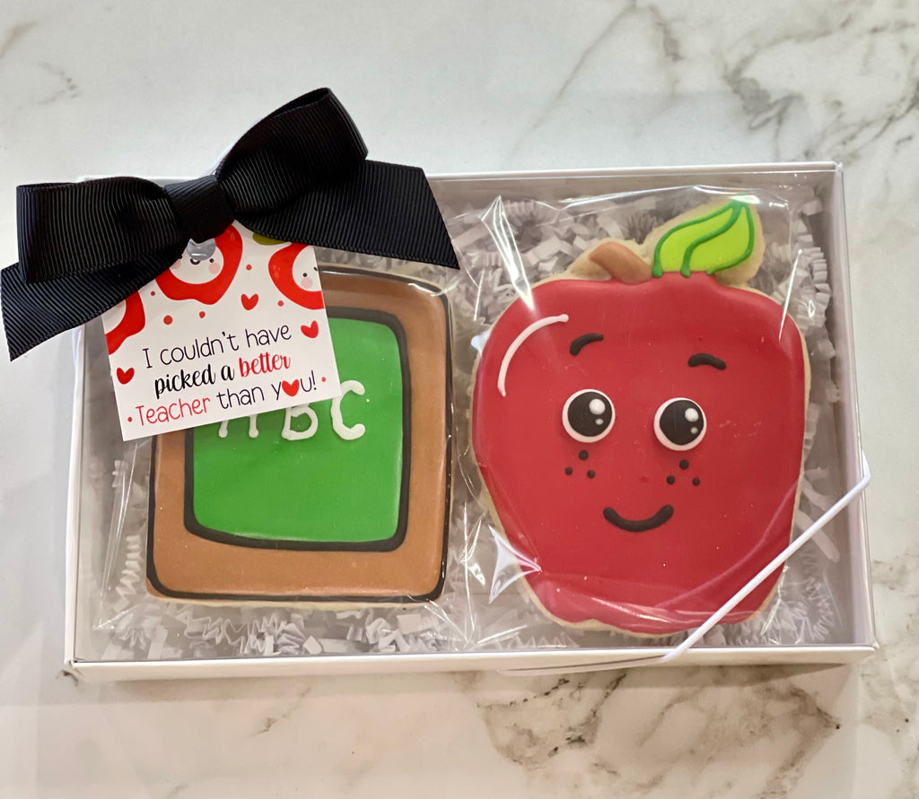 Back to School - ABC/Apple Box - Decorative Sugar Cookies - 2 Cookies