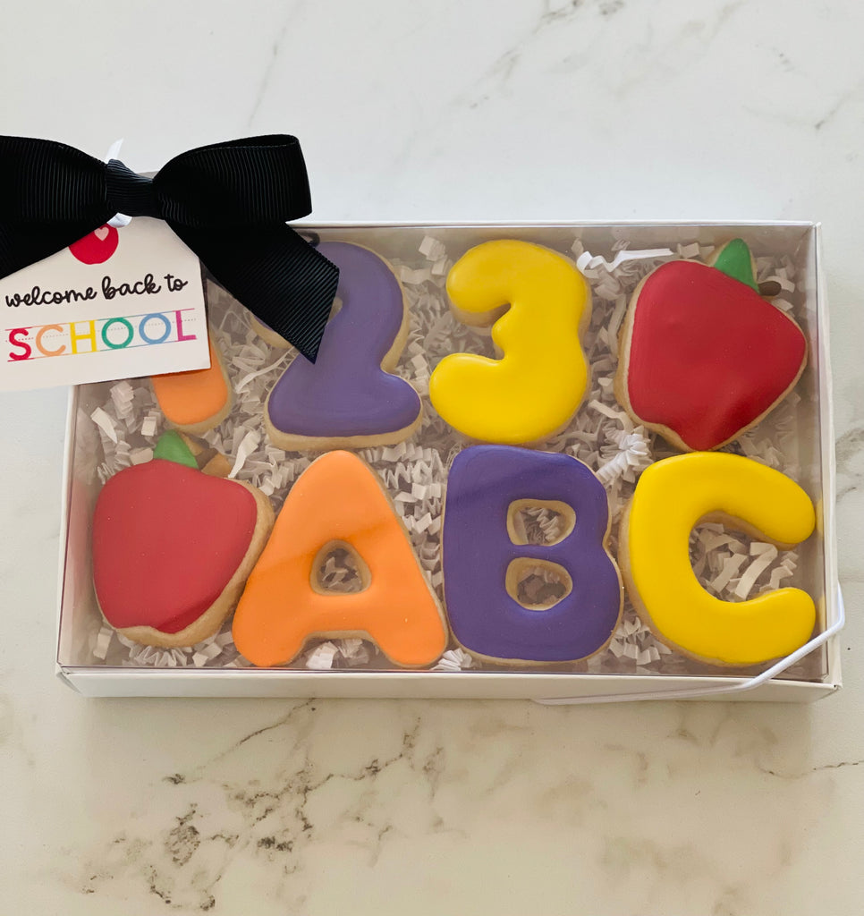 Back to School - ABC and 123 Box - Decorative Sugar Cookies - 8 Cookies